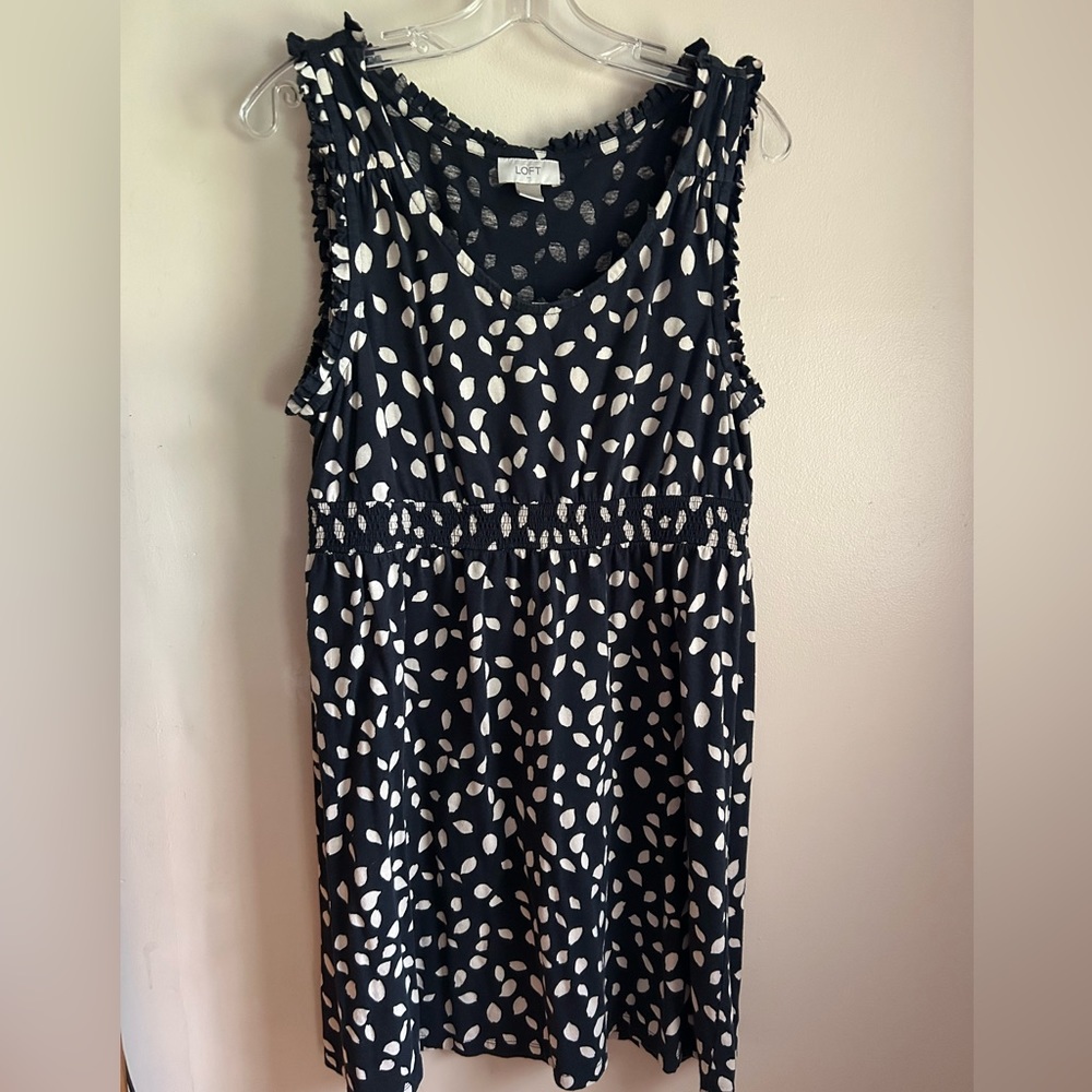 LOFT Navy and White Sleeveless Dress
